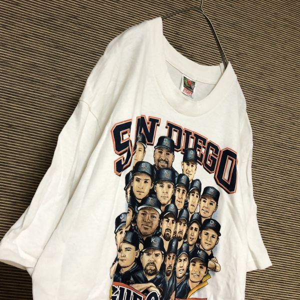 フルーツオブザルーム　半袖Tシャツ サンディエゴ　MLBベースボール 90s 29 古着　入手困難　激レア　希少 人気 ビッグサイズ　メジャー_画像9