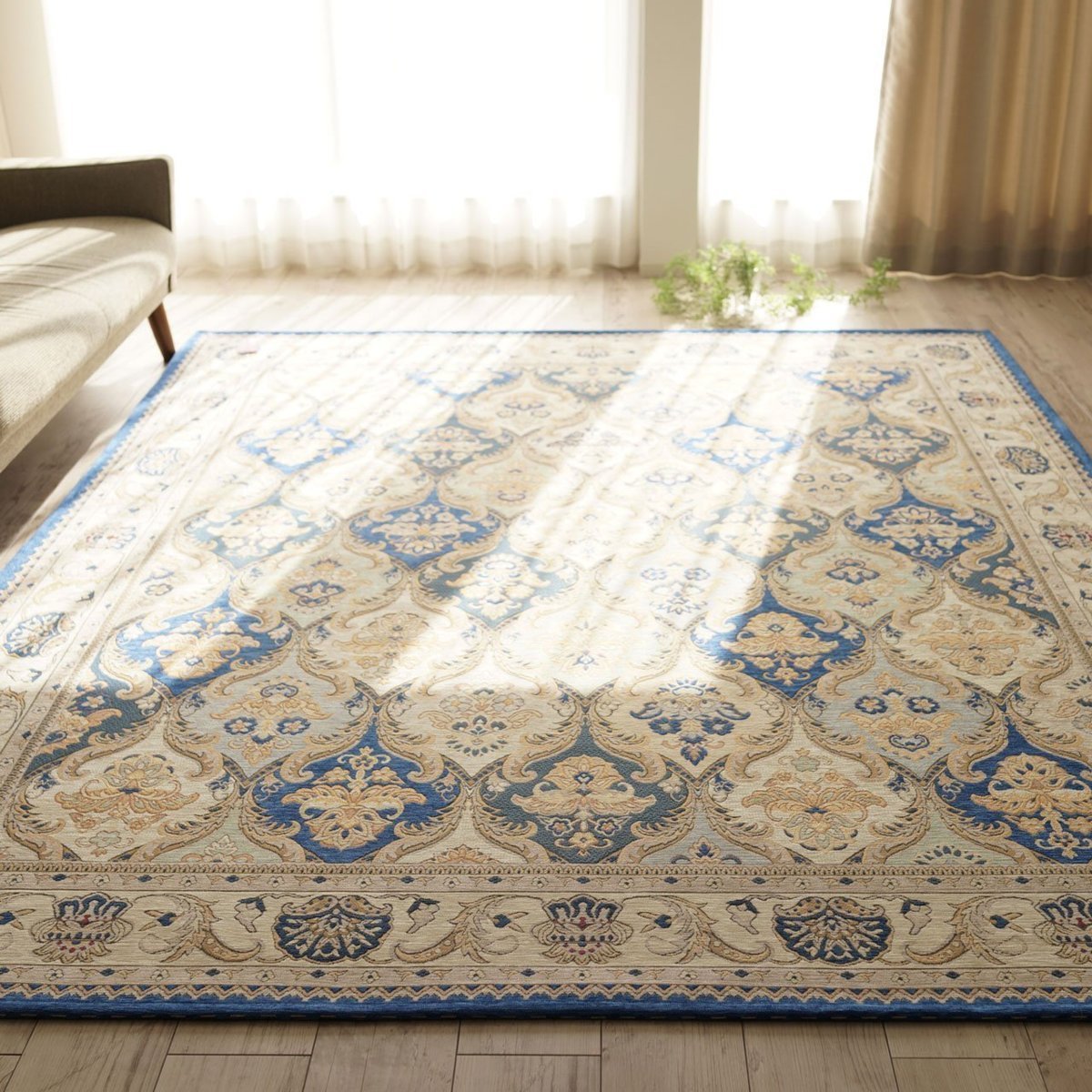 特価商品 クラシック 豪華 絨毯 カーペット デザイン ブルー 畳 3 約