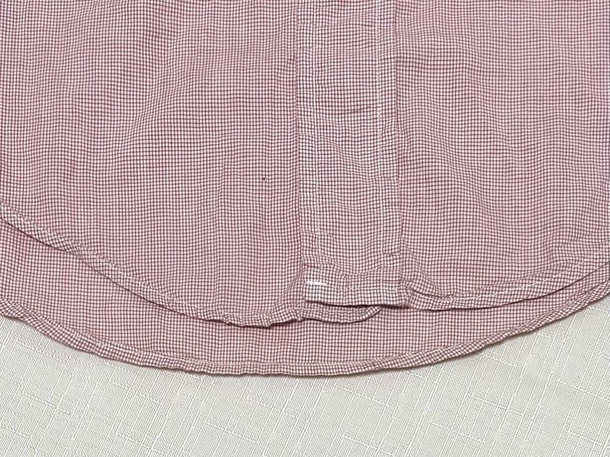 6ボタン 70sビンテージ ブルックスブラザーズ makers USA製 赤白 チェック ボタンダウン シャツ BDシャツ オリジナル BROOKS BROTHERS 古着_前の裾に1つ小さな点のキズ穴があります。