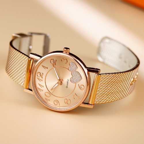 レディースハート腕時計　ピンクゴールド　シンプル★クォーツ　女性　電池式腕時計 _画像3