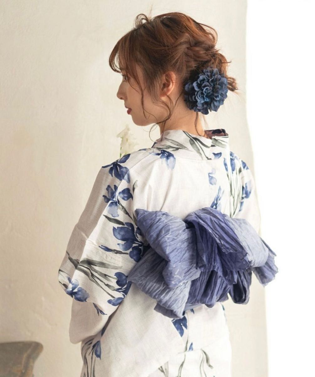 Dita 浴衣 京の水墨画水仙 2023 浴衣5点セット ブルー ホワイト 花柄