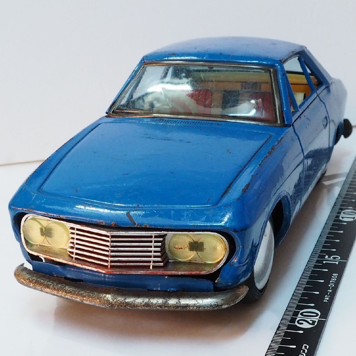 イチコー【初代 日産シルビア 青ブルー 改造有 ホイル交換】当時物ブリキ製ミニカー TIN TOY■NISSANニッサンICHIKO【箱無】0663