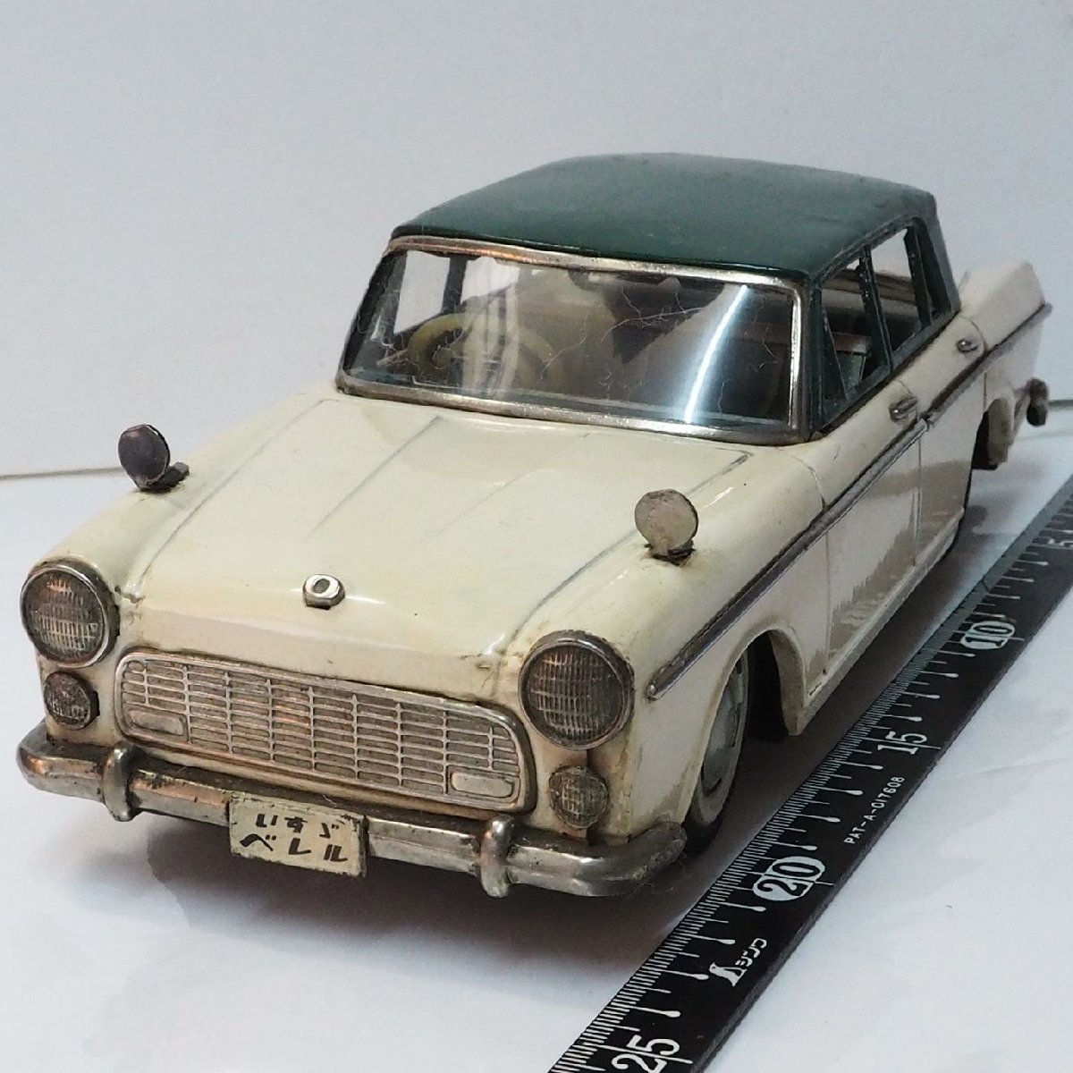 当時物【イスズ ベレル ISUZU BELLEL 緑グリーン/白ホワイト】ブリキ製フリクション ミニカー TIN TOY■いすゞ メーカー不明【箱無】0693