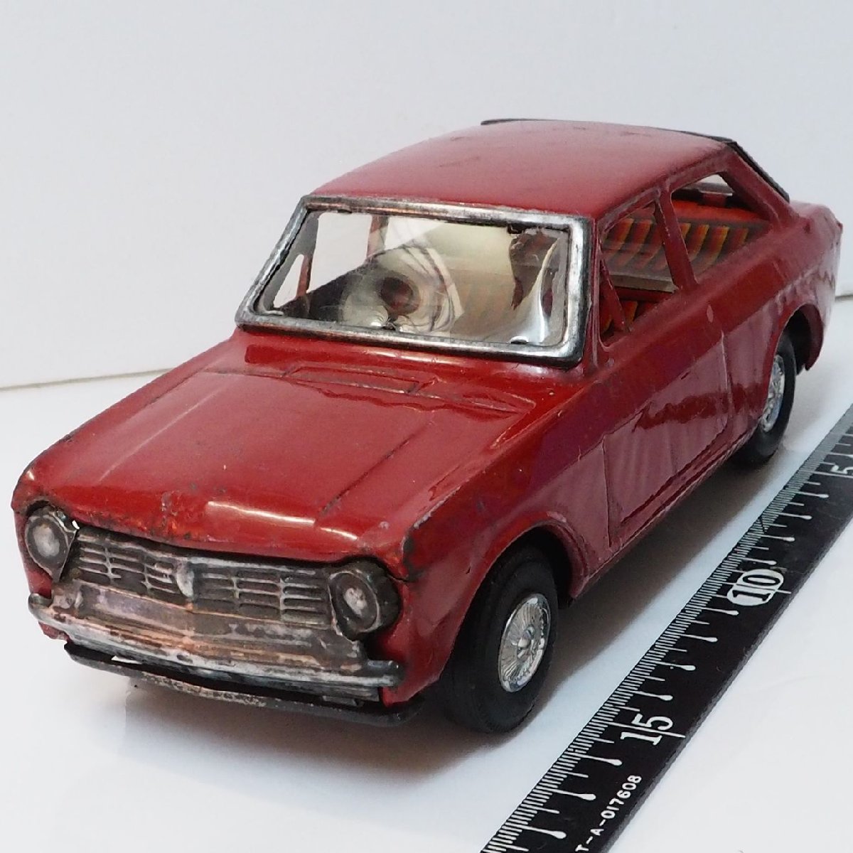 旭玩具【ダットサン サニー 1000 DATSUN SUNNY 赤レッド フリクション動作不良】当時物ブリキ製ミニカー TIN■ATCアサヒAsahi 【箱無】0698_画像１