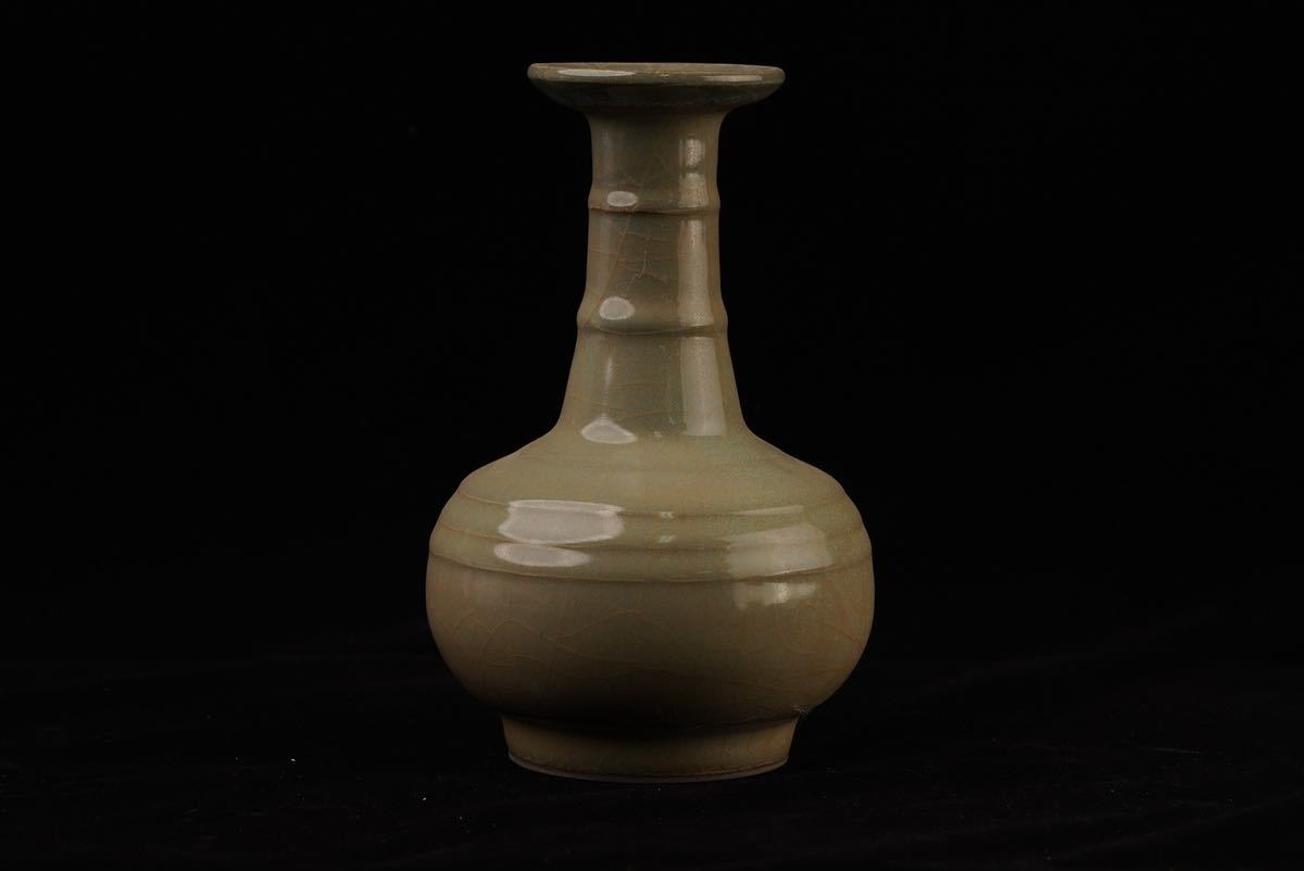 中国古玩古美術汝窯青磁瓶淨瓶時代物藏出-