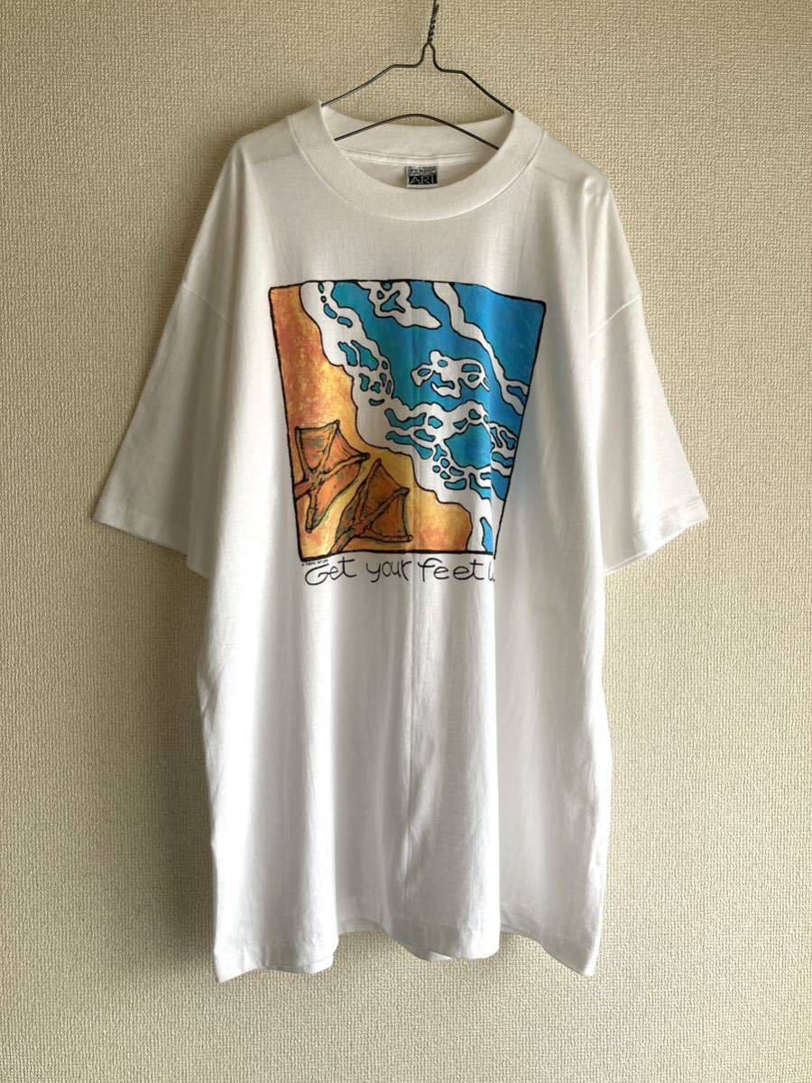 fabric art 90s usa製 プリント Tシャツ アート アヒル 90年代 vintage ヴィンテージ ビンテージ アメリカ製 ファブリックアート_画像1