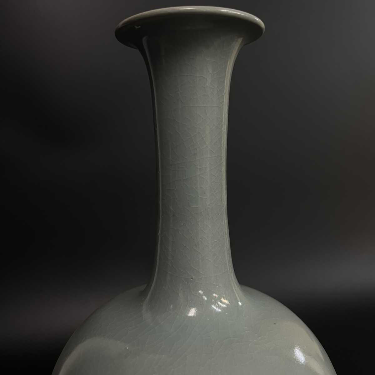 【萬藏】中国 古玩 汝窯 青磁 花瓶 古美術 時代物 南宋_画像5
