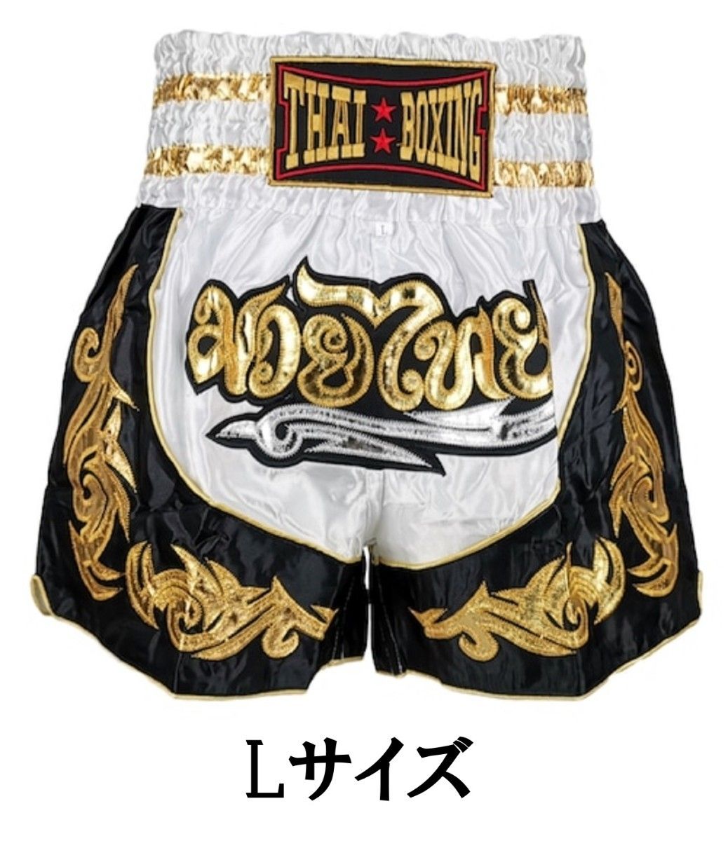 ムエタイ パンツ キックボクシング K-1 トランクス (ホワイト L ムエタイ パンツ キックボクシング K-1 トランクス (ホワイト L