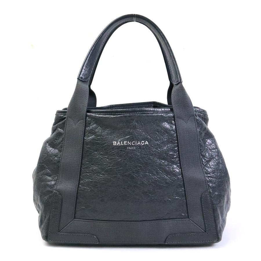 バレンシアガ BALENCIAGA ハンドバッグ ネイビーカバス S レザー グレー e56351i_画像1