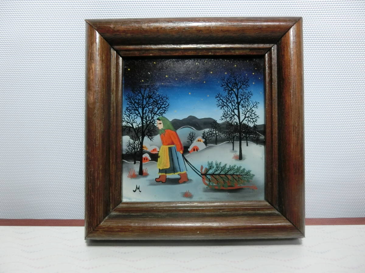 HANDBEMALTY ATELIER GRIESSER Germany glass picture M amount hand made interior 