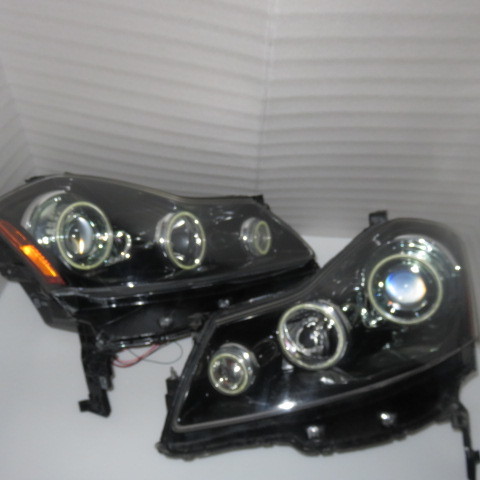 定制y50 Fuga COB戒指加工大燈左右S型AFS規格一次性正品內黑色前照燈鏡頭 原文:カスタム y50 フーガ COB リング 加工 ヘッドライト 左 右 タイプ S AFS 仕様 ワンオフ 純正　インナーブラック ヘッドランプ レンズ