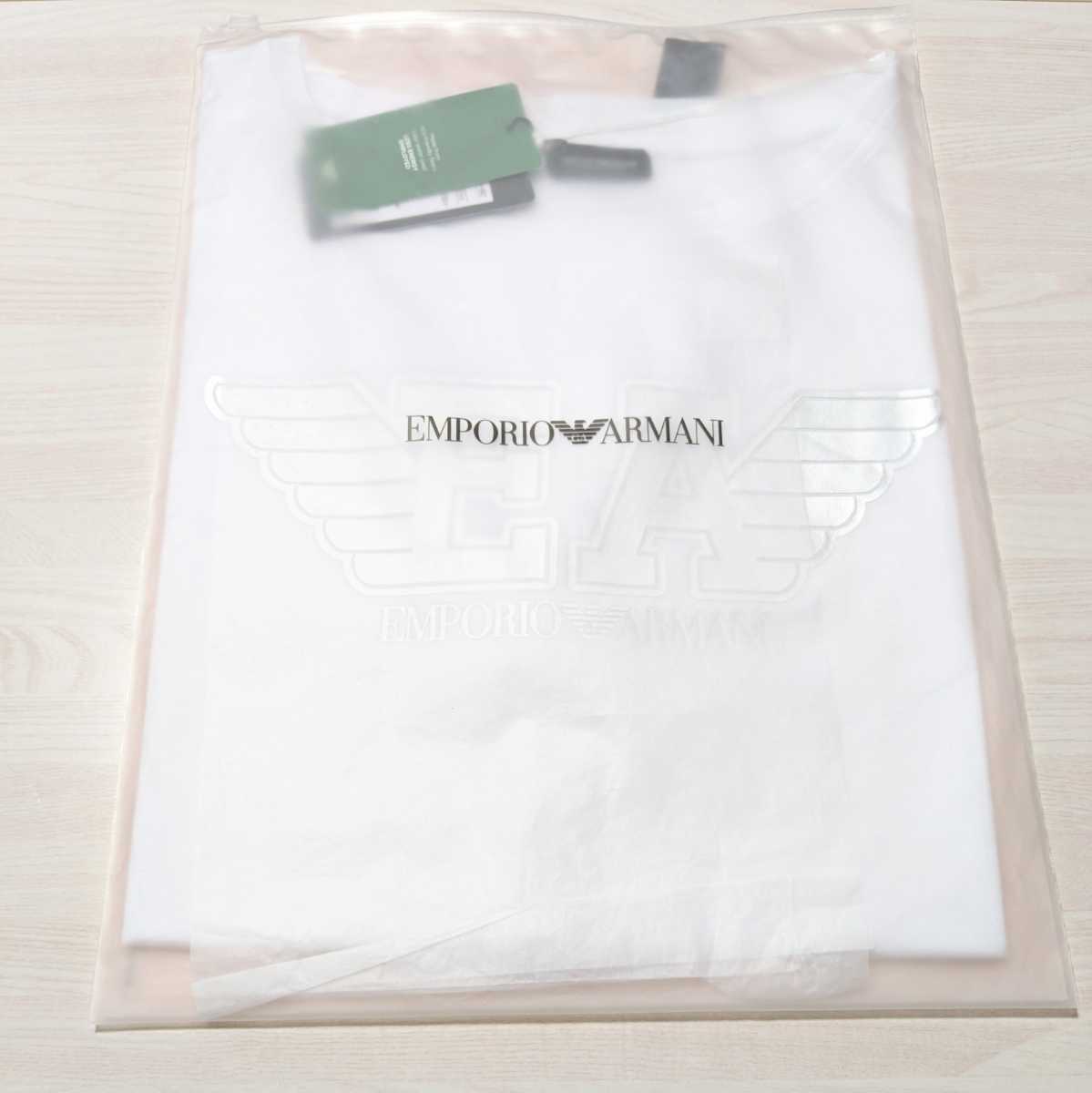 EMPORIO ARMANI エンポリオ アルマーニ LOGO MANIA ロゴ マニア クルーネック Tシャツ レディース 54125540 ホワイト M_画像3