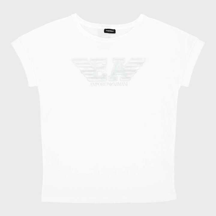 EMPORIO ARMANI エンポリオ アルマーニ LOGO MANIA ロゴ マニア クルーネック Tシャツ レディース 54125540 ホワイト M_画像1