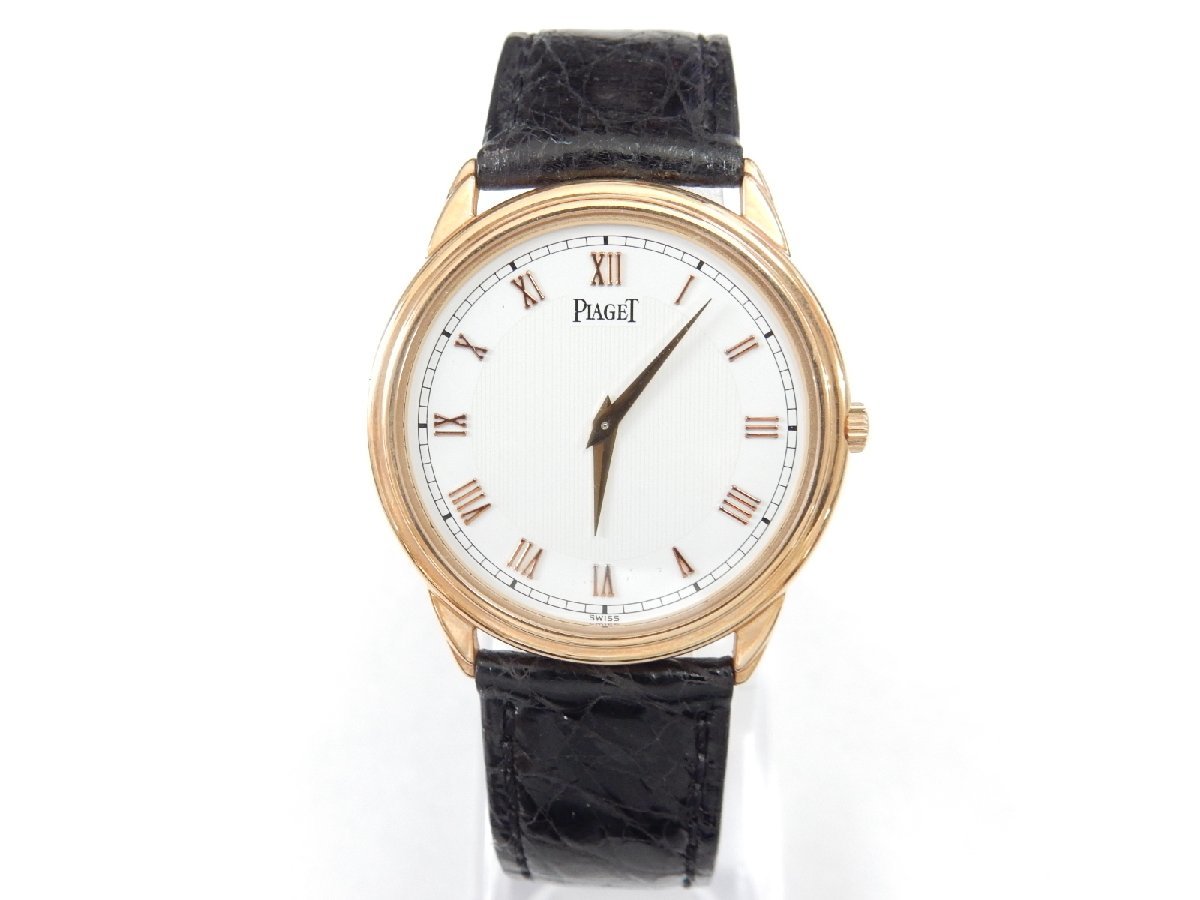 【箱・ギャラ】PIAGET ピアジェ グベナー 手巻 90968 750PG メンズ 腕時計 K18金無垢 革ベルト 白文字盤_画像3