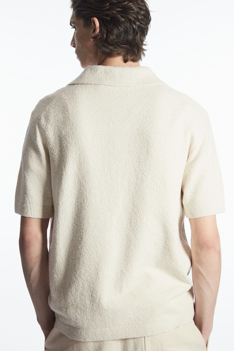 完売 ホワイト M【超美品/1回着】COS ブークレニットポロシャツ BOUCLE-KNIT POLO SHIRT ルーズフィット 2023/4月購入_画像3