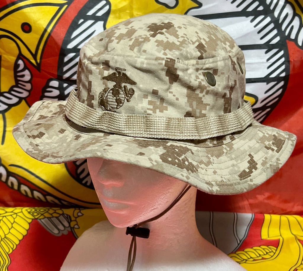 沖縄 米軍海兵隊実物 USMC デザートマーパットブーニーハット LARGE カモフラ ピクセル デジタル迷彩 キャップ帽子 OKINAWA MARINEsの画像1