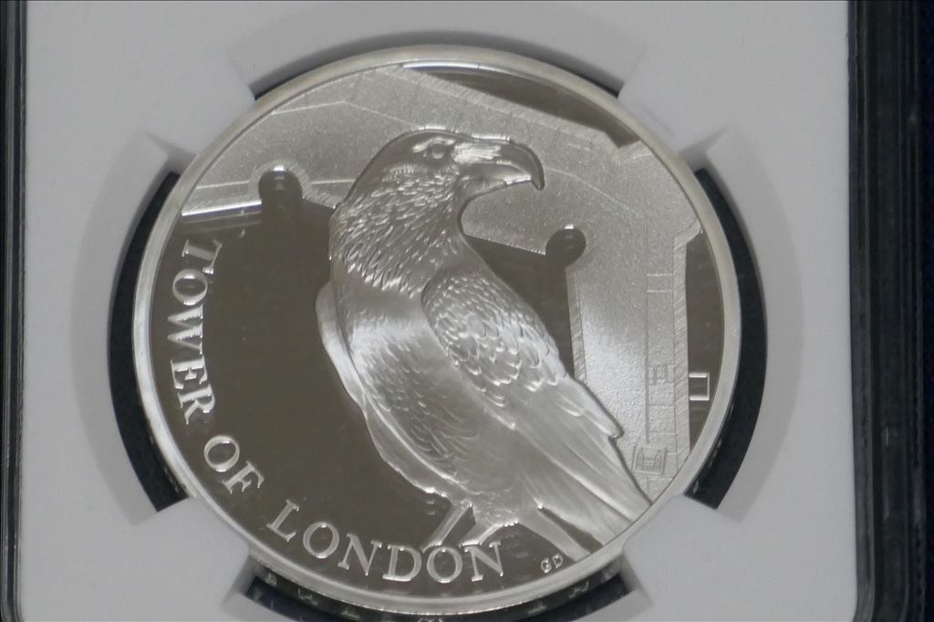 ♪　【送料無料】２０１９ 英国 ロンドン塔 ワタリガラス ５ポンド銀貨 プルーフ ＮＧＣ ＰＦ７０ ＵＣ ファーストリリース　♪_画像2