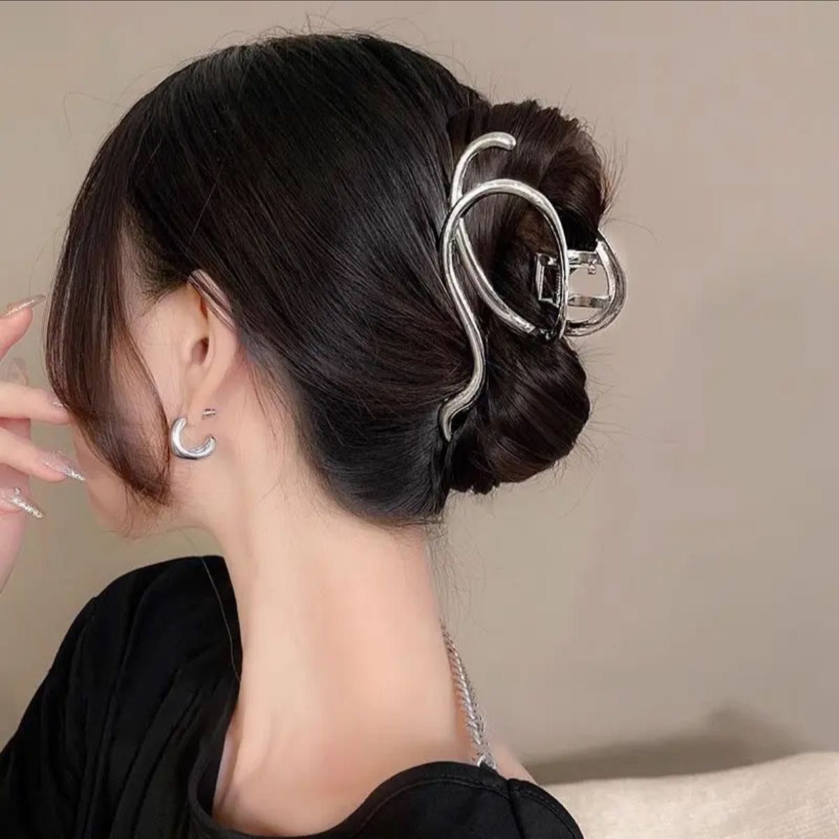 ヘアクリップ バンズクリップ シルバー 髪留め ヘアピン ヘアアクセサリー 韓国