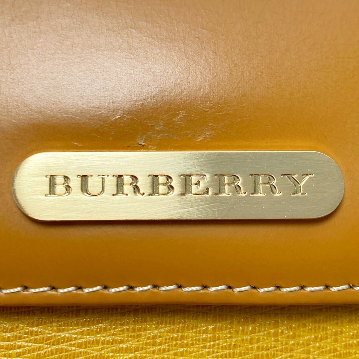 ☆☆ BURBERRY バーバリー ハンドバッグ マスタード コンビレザー フラップ レディース ヴィンテージ 布袋有 やや傷や汚れあり_画像7