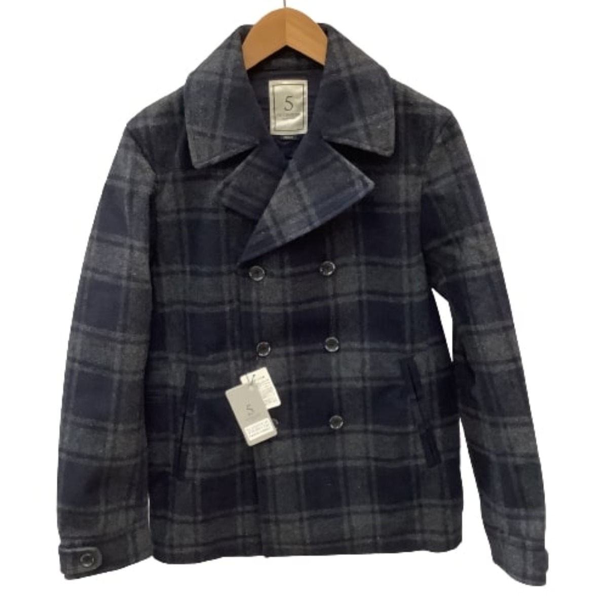 通販 ファイブブラザー BROTHER FIVE ♪♪ メンズ 未使用に近い ネイビー M SIZE チェック Pコート Mサイズ 通販 ファイブブラザー BROTHER FIVE ♪♪ メンズ 未使用に近い ネイビー M SIZE チェック Pコート Mサイズ