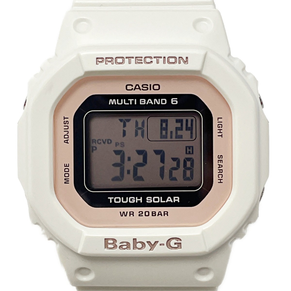 ☆☆ CASIO カシオ Baby-G 電波ソーラー BGD-5000U-7DJF ホワイト×ピンク 樹脂 デジタル レディース 腕時計 目立った傷や汚れなし