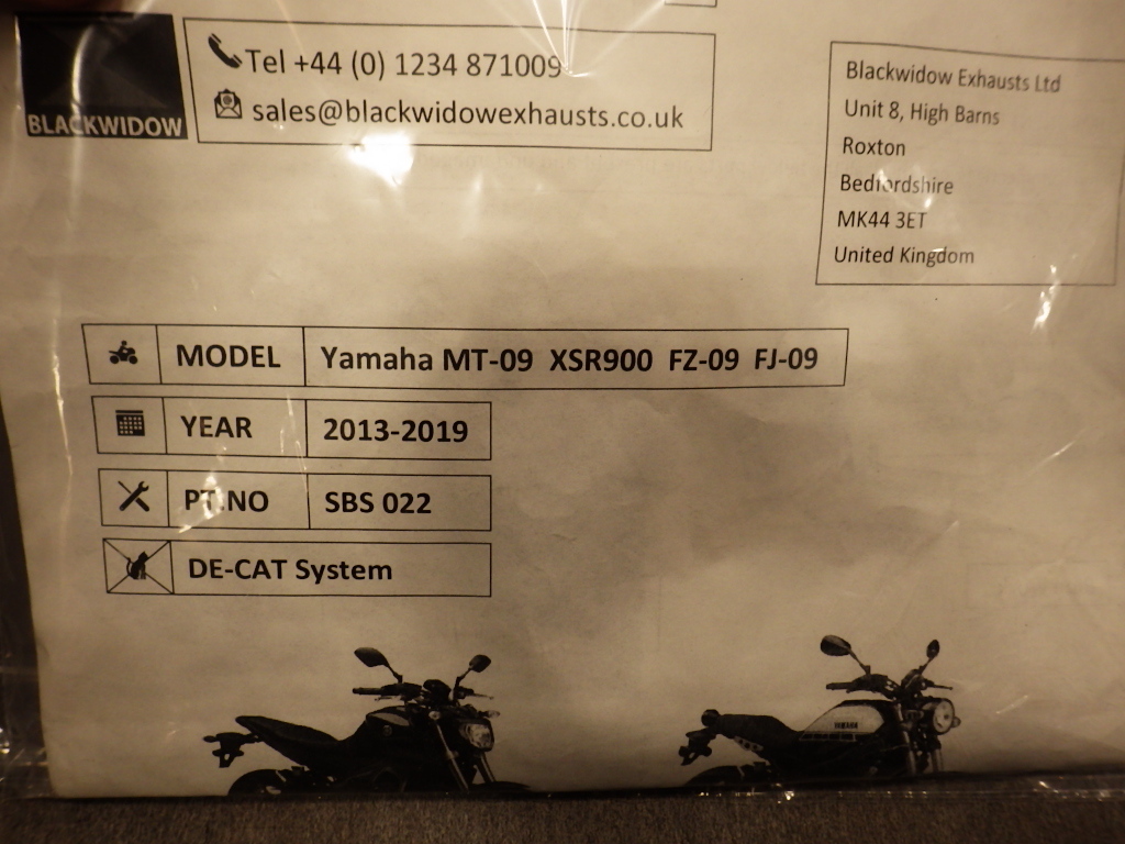 YAMAHA MT-09 XSR900 FZ-09 FJ-09（2013-2019） BLACK WIDOW フルエキゾースト 中古品_画像8