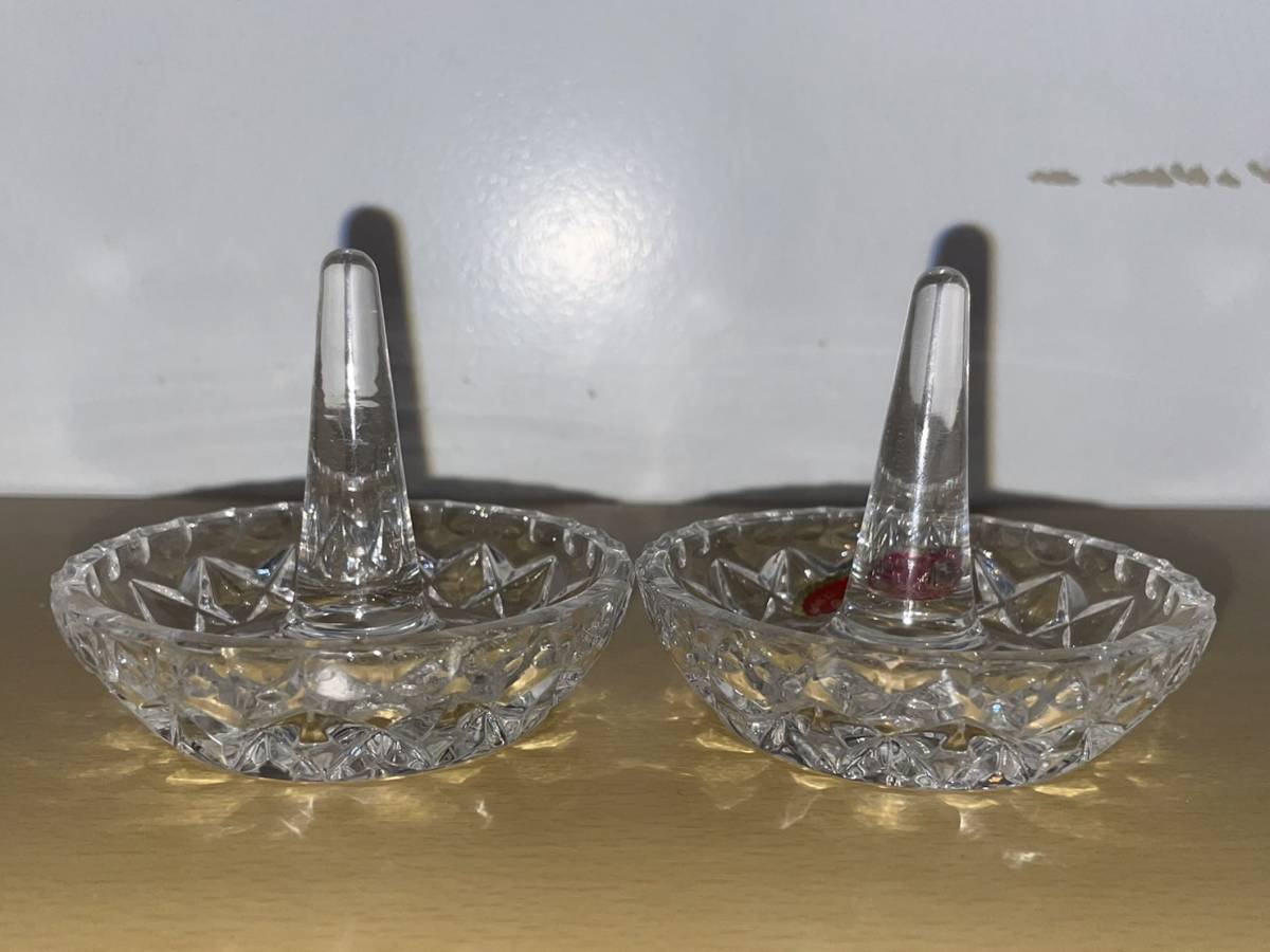 【No.4】BOHEMIA　ボヘミア　ガラス　クリスタルガラス　リングスタンド　インテリア　2個セット　箱付き　現状品_画像4