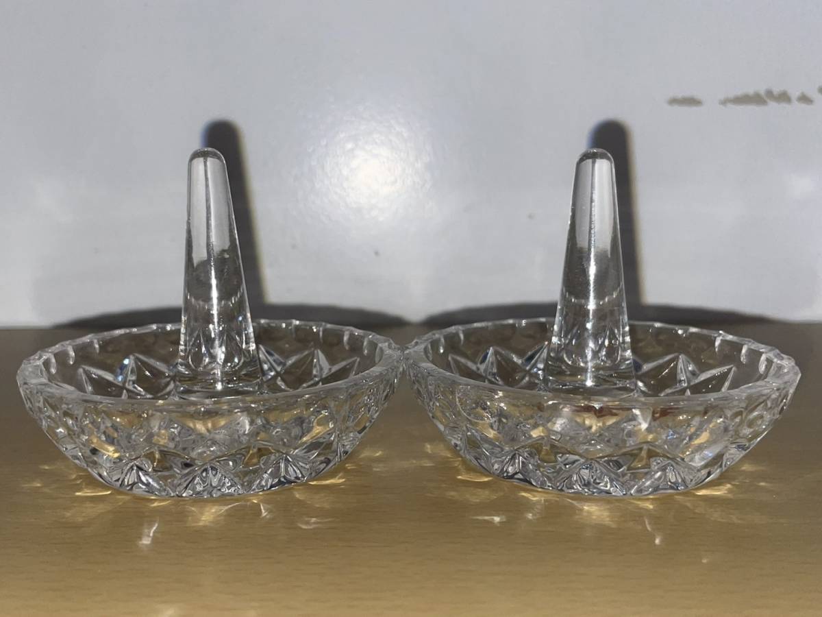 【No.4】BOHEMIA　ボヘミア　ガラス　クリスタルガラス　リングスタンド　インテリア　2個セット　箱付き　現状品_画像2
