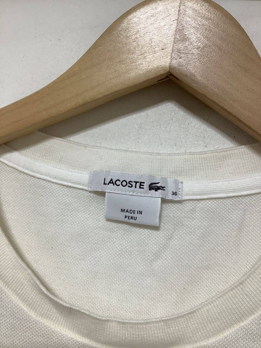 よ1178 LACOSTE ラコステ 鹿子 半袖ワンピース 36 ホワイト/ネイビー_画像3