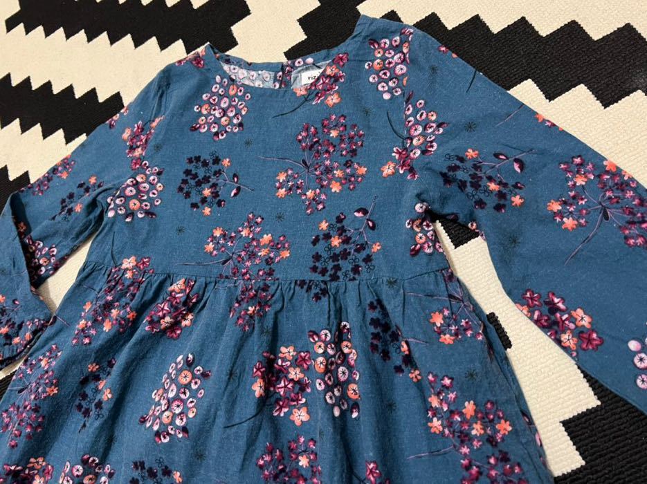  sending 185 beautiful goods Rige .-ruriziere Kids One-piece 130botanikaru nappy cotton 100%pi- cook blue blue flower simple natural girl . dress party 