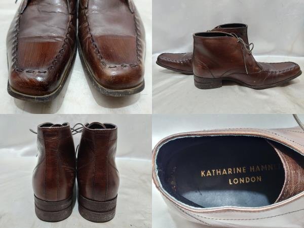 KATHARINE HAMNETT LONDON キャサリンハムネット ロンドン Uチップ チャッカ ビジネスシューズ 革靴 サイズ24.5cm ブラウン 茶 メンズ_画像2