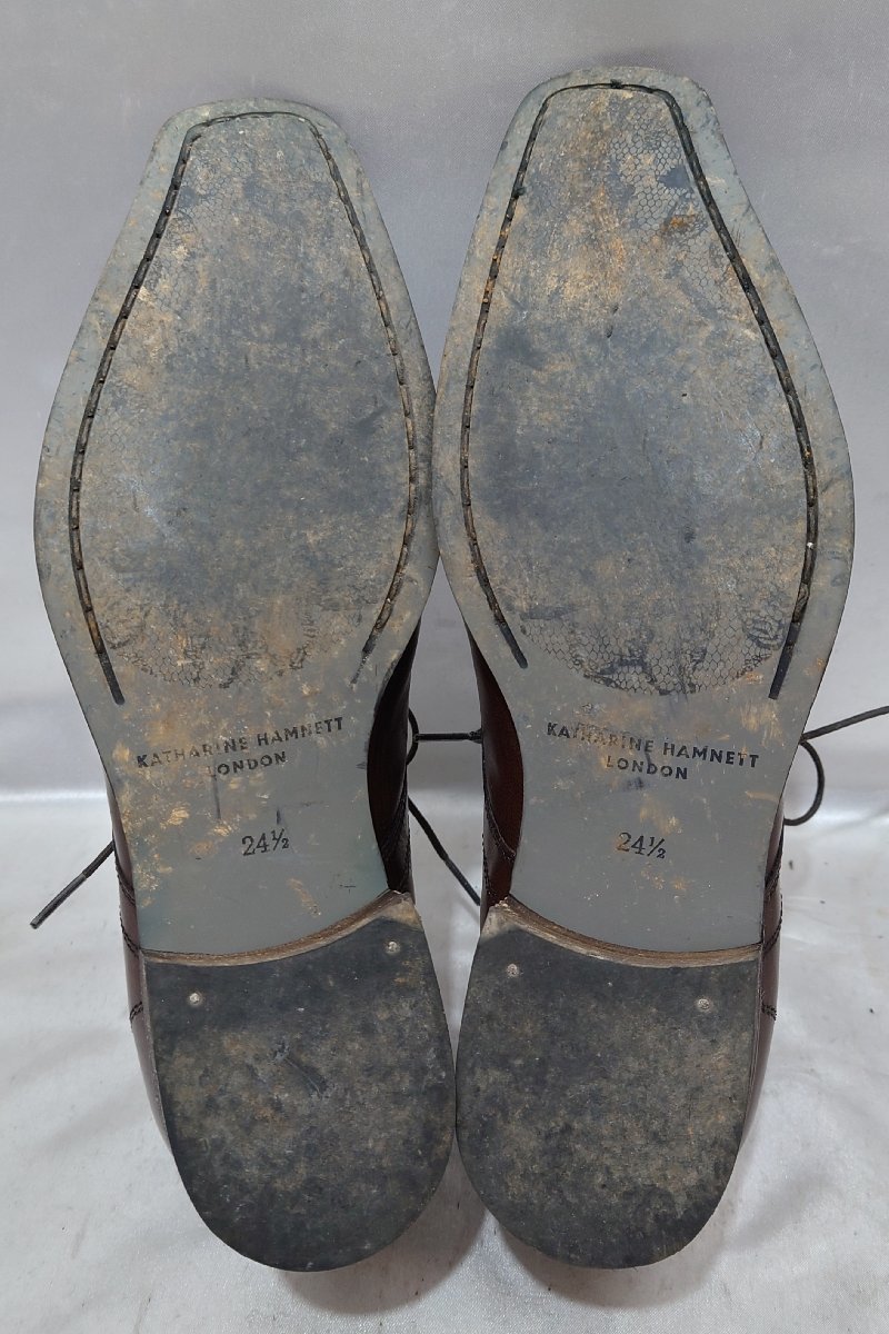 KATHARINE HAMNETT LONDON キャサリンハムネット ロンドン Uチップ チャッカ ビジネスシューズ 革靴 サイズ24.5cm ブラウン 茶 メンズ_画像3