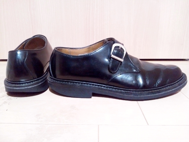 REGAL リーガル モンクストラップ JU16 黒 ブラック ガラスレザー ラウンドトゥ 紳士革靴 ビジネスシューズ 日本製 25cm_画像4