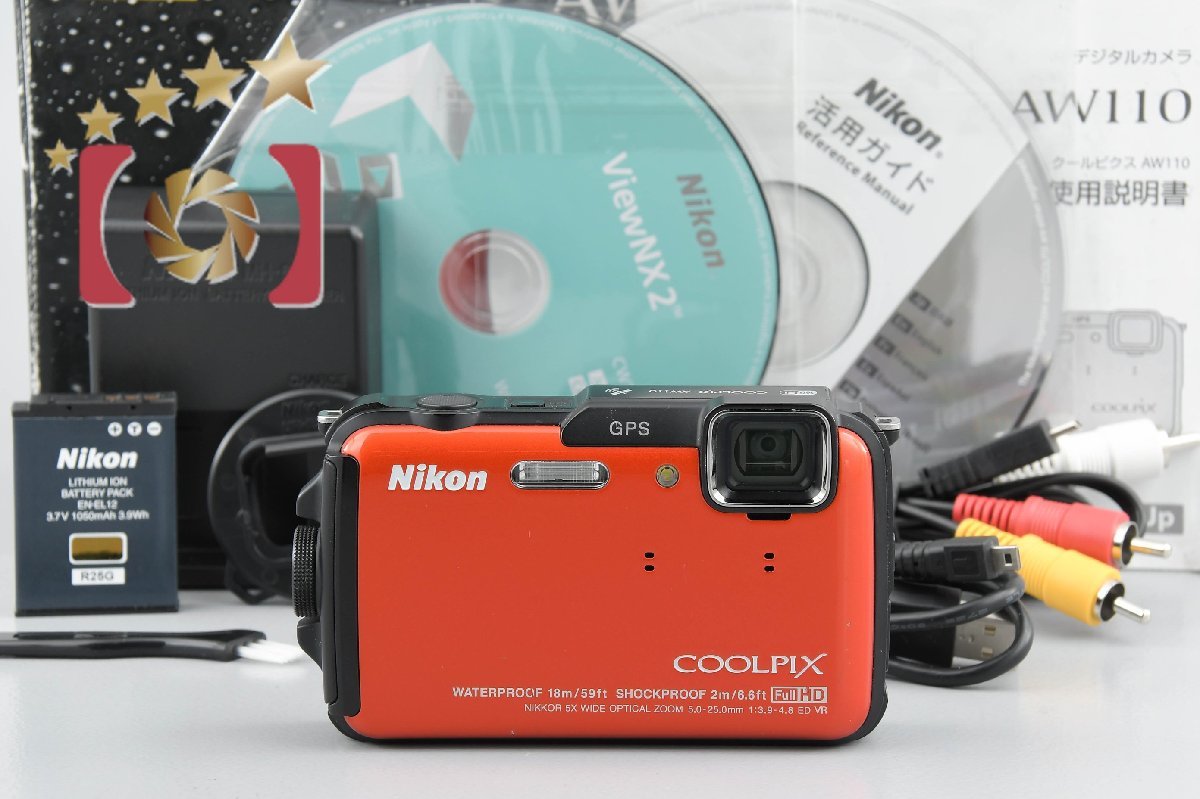 【中古】Nikon ニコン COOLPIX AW110 オレンジ コンパクトデジタルカメラ 元箱付き