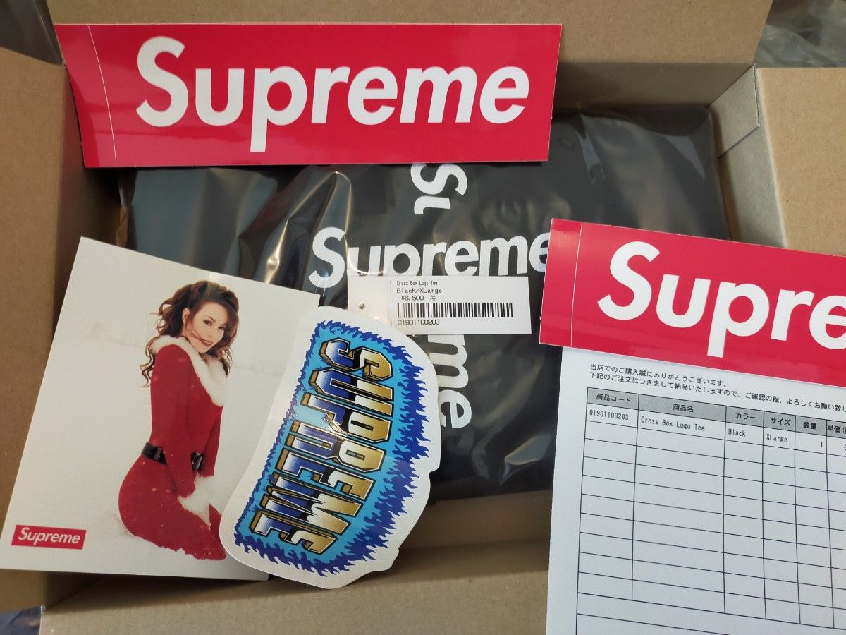 XL 新品 未使用 Supreme Cross Box Logo Tee FW20 BLACK 黒 ボックス ロゴ シュプリーム 