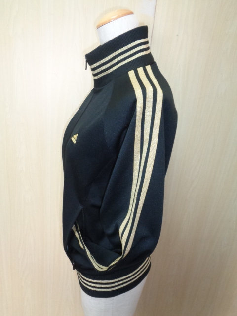 b452*adidas jersey * Adidas M lady's black / metallic Gold warm-up jacket Clma365 jersey 5H