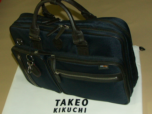 ③新品 TAKEO　KIKUCHI　タケオキクチ 2way ビジネスバッグ ショルダー付き 　キーホルダー付き