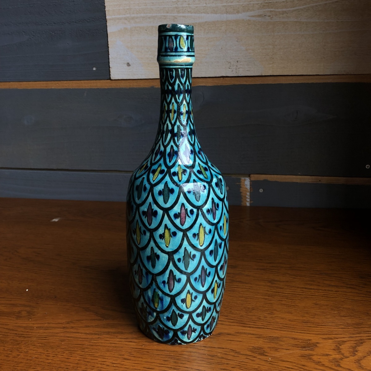 超格安一点 1970年代 ジャンク インテリア アジアンテイスト モダン 花瓶 オブジェ 陶器製 壺 アンティーク イラン 3765 高さ30.5cm baa 口径2.5cm 花瓶