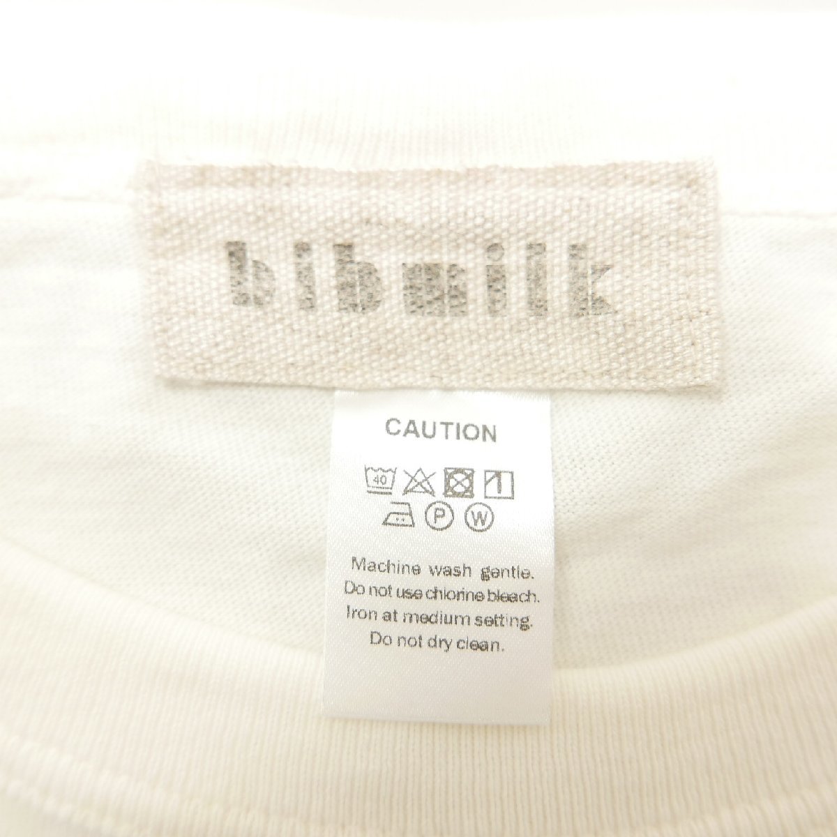 bibmilk ビブミルク レディース トップス 七分袖カットソー コットン プリント クルーネック ロンT WHITE コットン_画像7