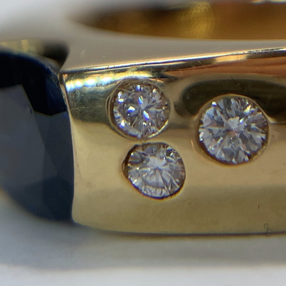 美品 K18 天然石 ダイヤモンド リング 約14号 約8.0g 指輪 GOLD ゴールド 18金 750 18K 青色石 刻印 貴金属 レディース アクセサリー_画像6