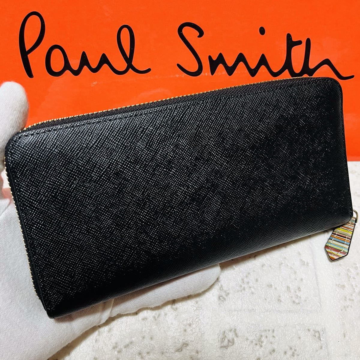 新品•未使用•箱付】ポールスミス ジップストローグレイン 2つ折り財布-