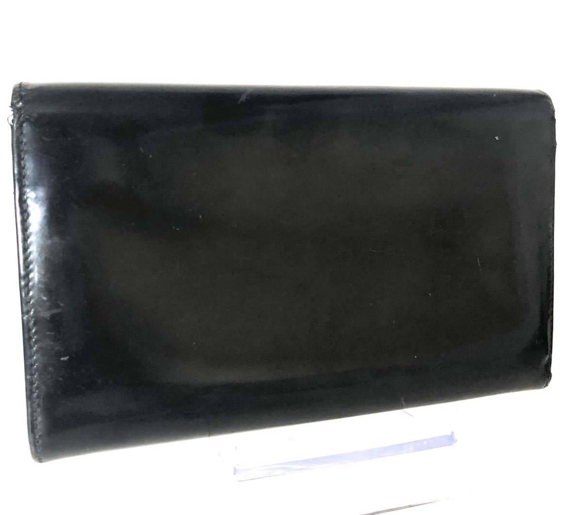 PRADA プラダ ロゴ刻印 エナメル長財布 Wホック ブラック PRADA プラダ ロゴ刻印 エナメル長財布 Wホック ブラック