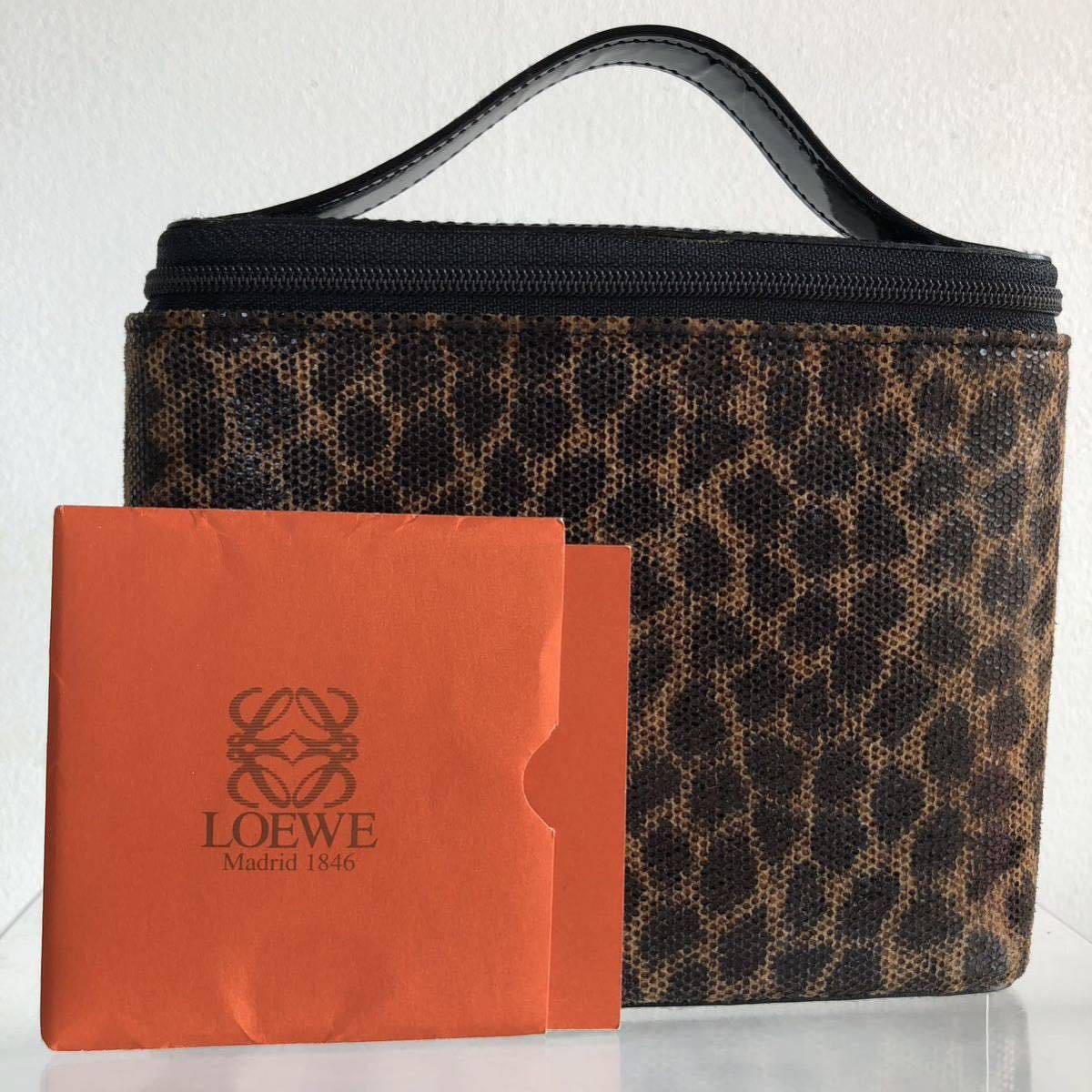 # превосходный товар # редкий #LOEWE Loewe косметичка сумка Leopard леопардовый рисунок Brown кожа экзотический кожа способ type вдавлено .