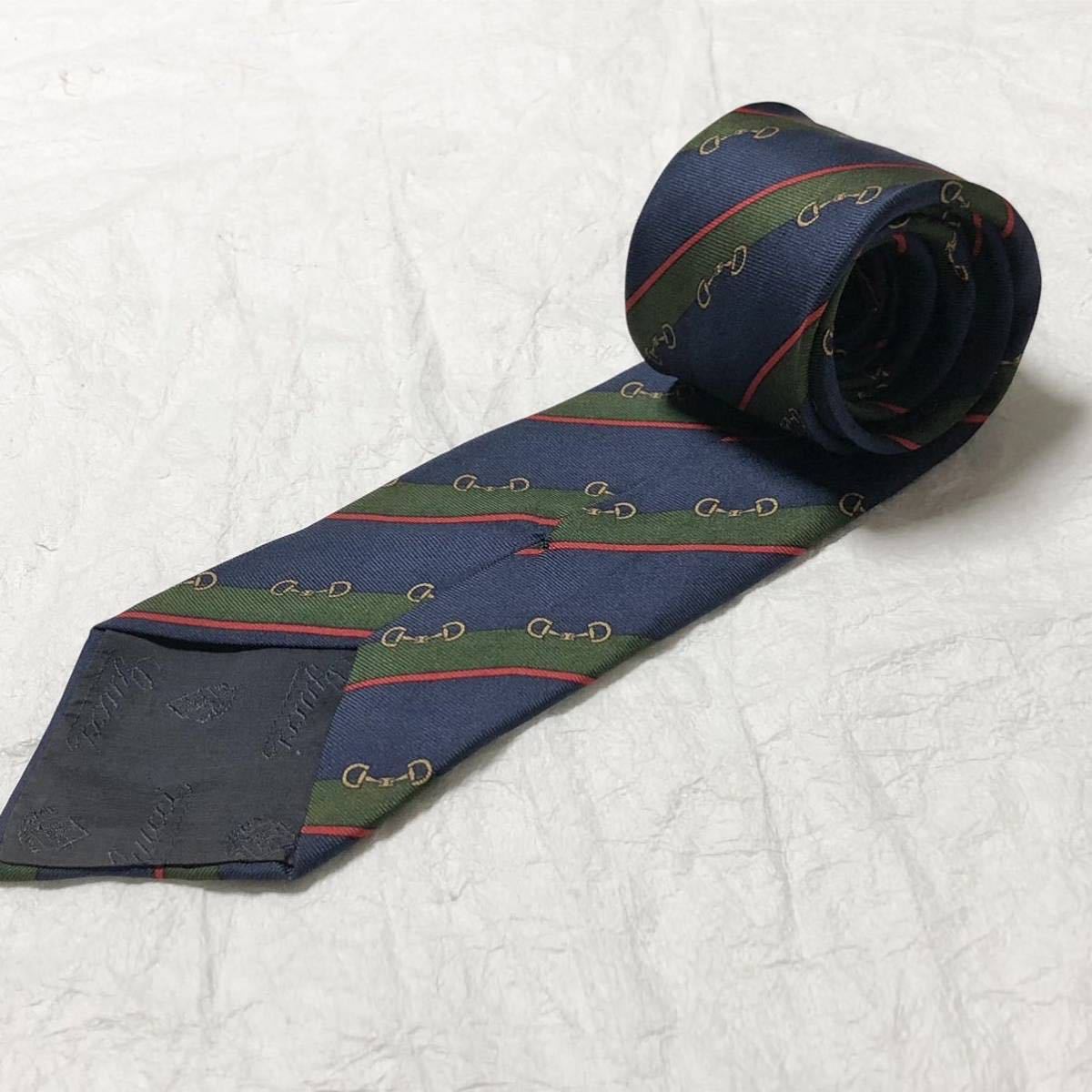 GUCCI グッチ ネクタイ ホースビット レジメンタルストライプ シルク