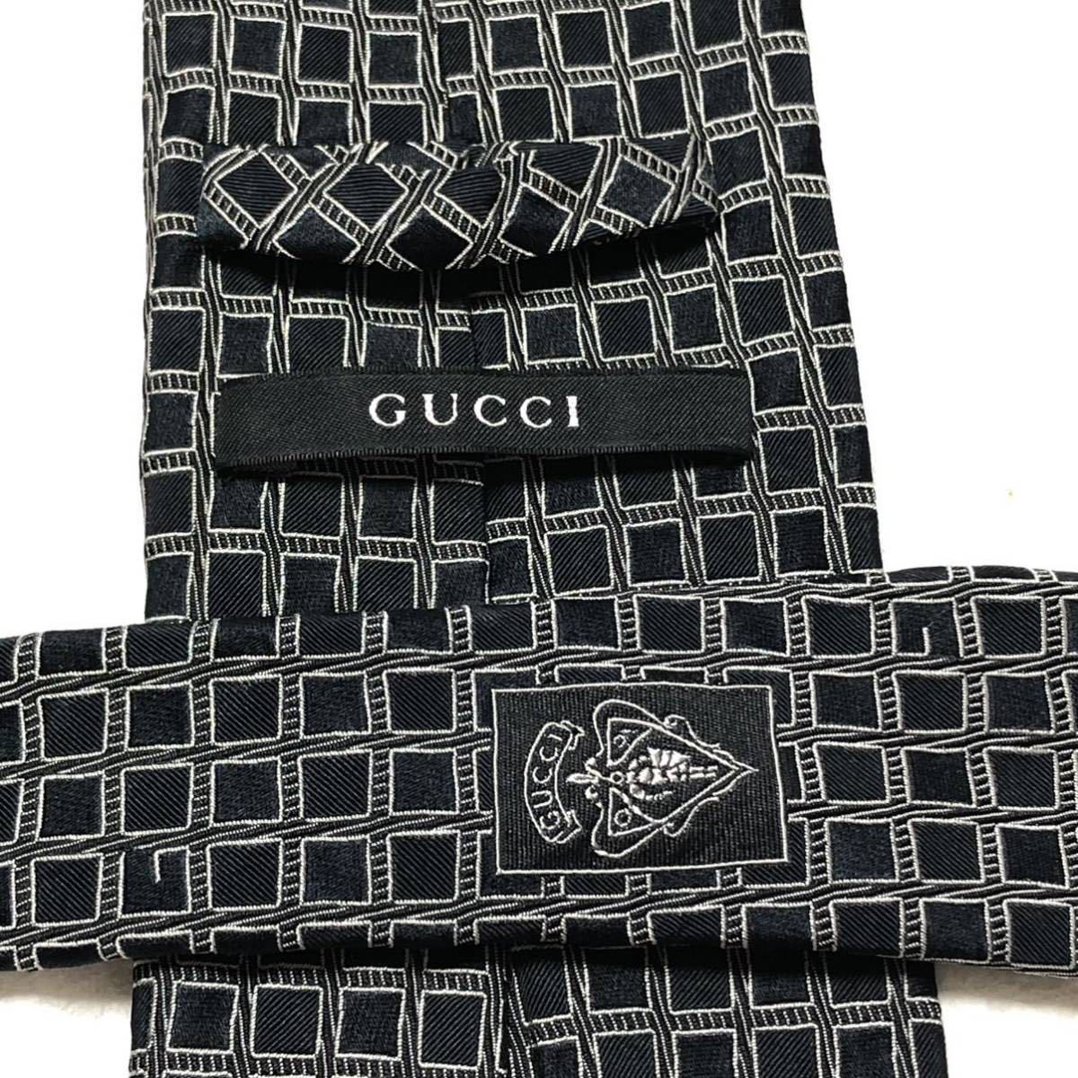 GUCCI グッチ ネクタイ スクエア Gマーク 総柄 シルク100 GUCCI グッチ ネクタイ スクエア Gマーク 総柄 シルク100