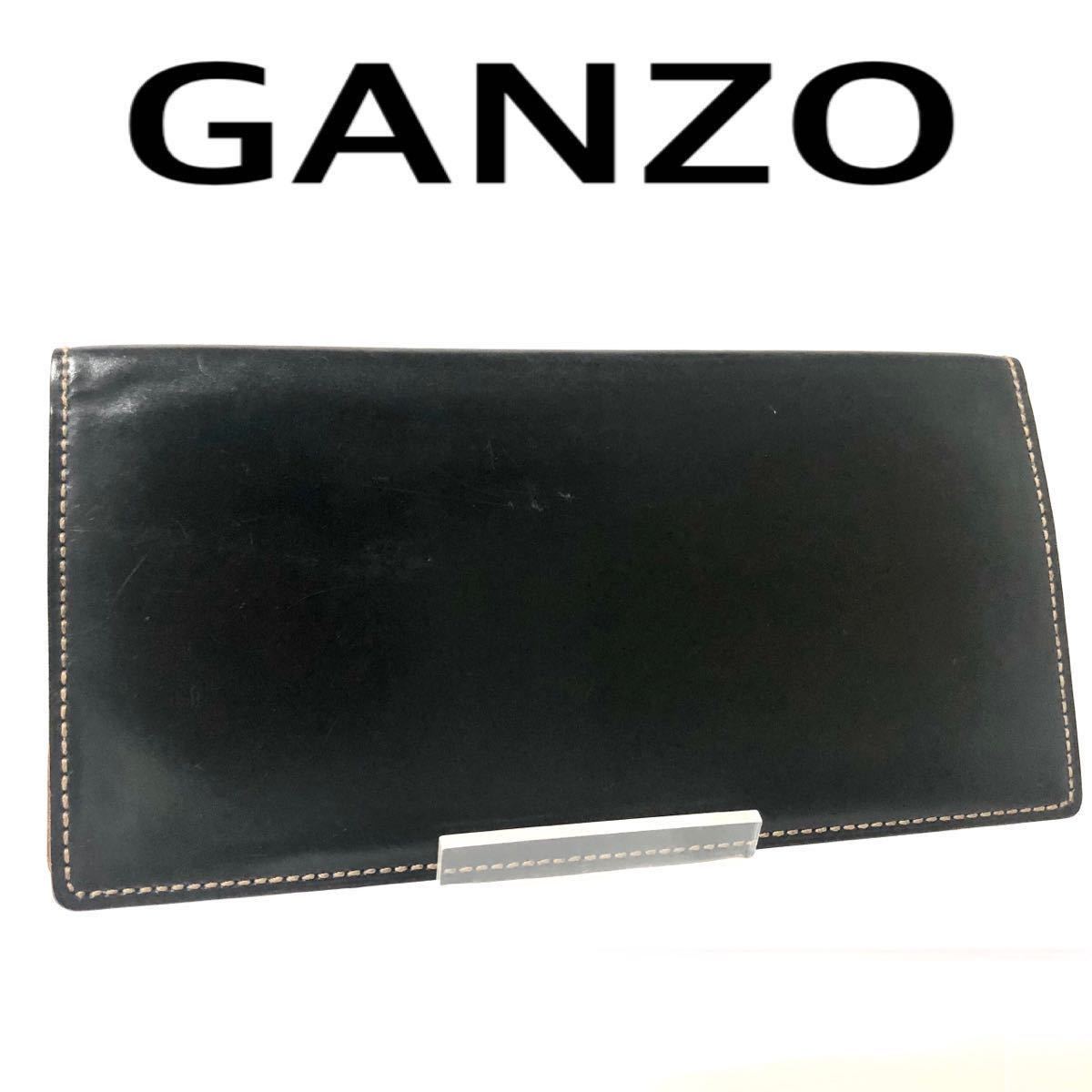 世界的に GANZO ガンゾ コードバン×ヌメ革 長財布 札入れ ブラック