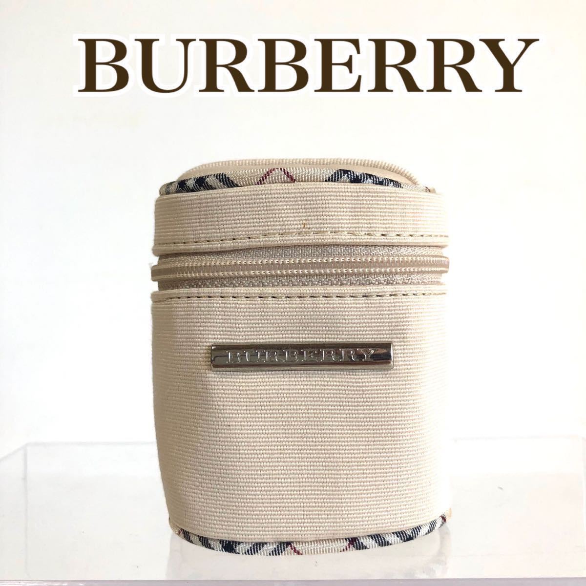 ■極美品■BURBERRY バーバリー　バニティ　ミニポーチ　コスメポーチ　ノバチェック　ホワイト　キャンバス_画像1