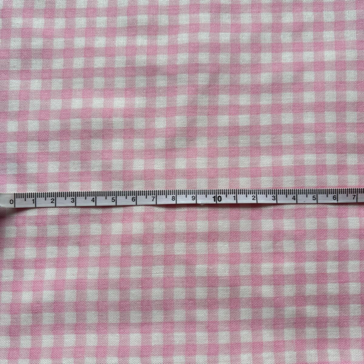 接触冷感　ダブルガーゼ　1m（110×100）ギンガムチェック　ピンク