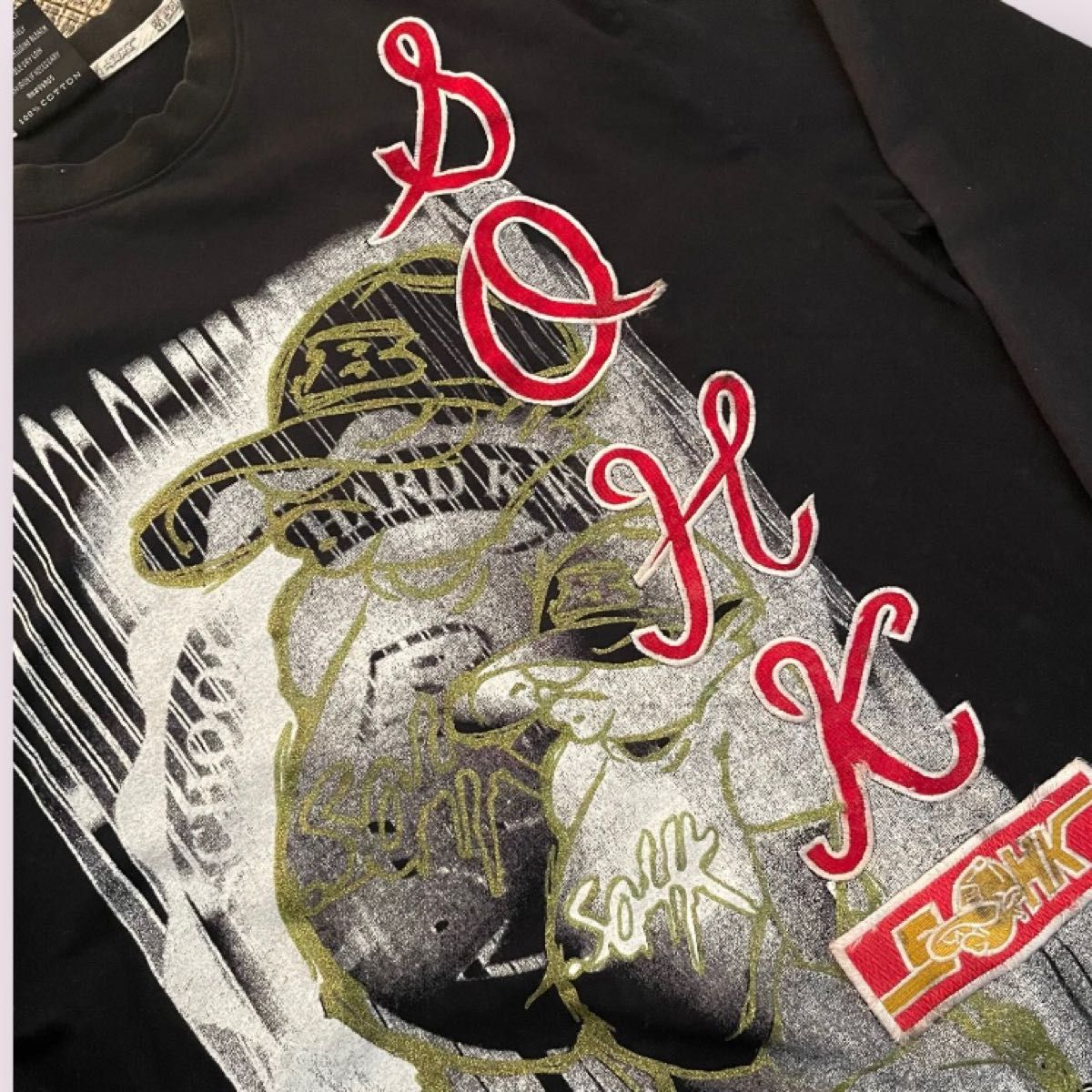 訳あり レア SOHK ショック ロンT XL 長袖 刺繍 メンズ 90s B系 訳あり レア SOHK ショック ロンT XL 長袖 刺繍 メンズ 90s B系