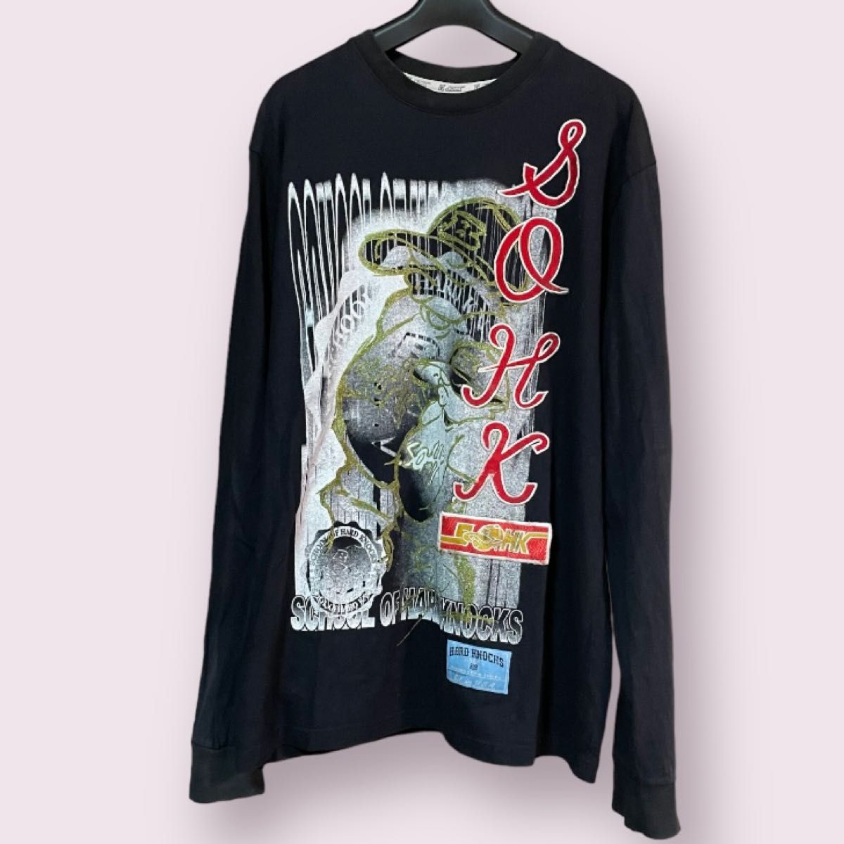 訳あり レア SOHK ショック ロンT XL 長袖 刺繍 メンズ 90s B系 訳あり レア SOHK ショック ロンT XL 長袖 刺繍 メンズ 90s B系